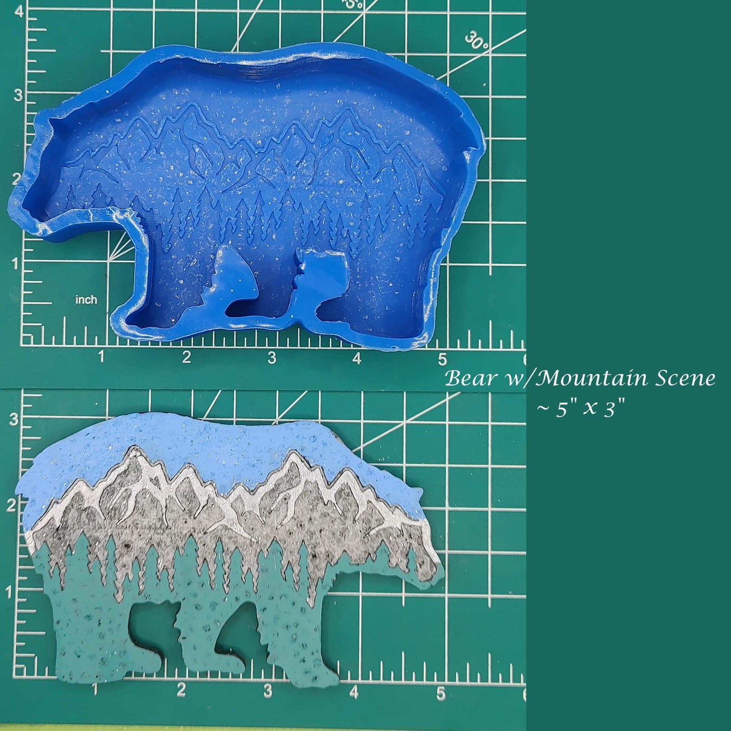 Bear with Mountain Scene - Silicone Freshie Mold
