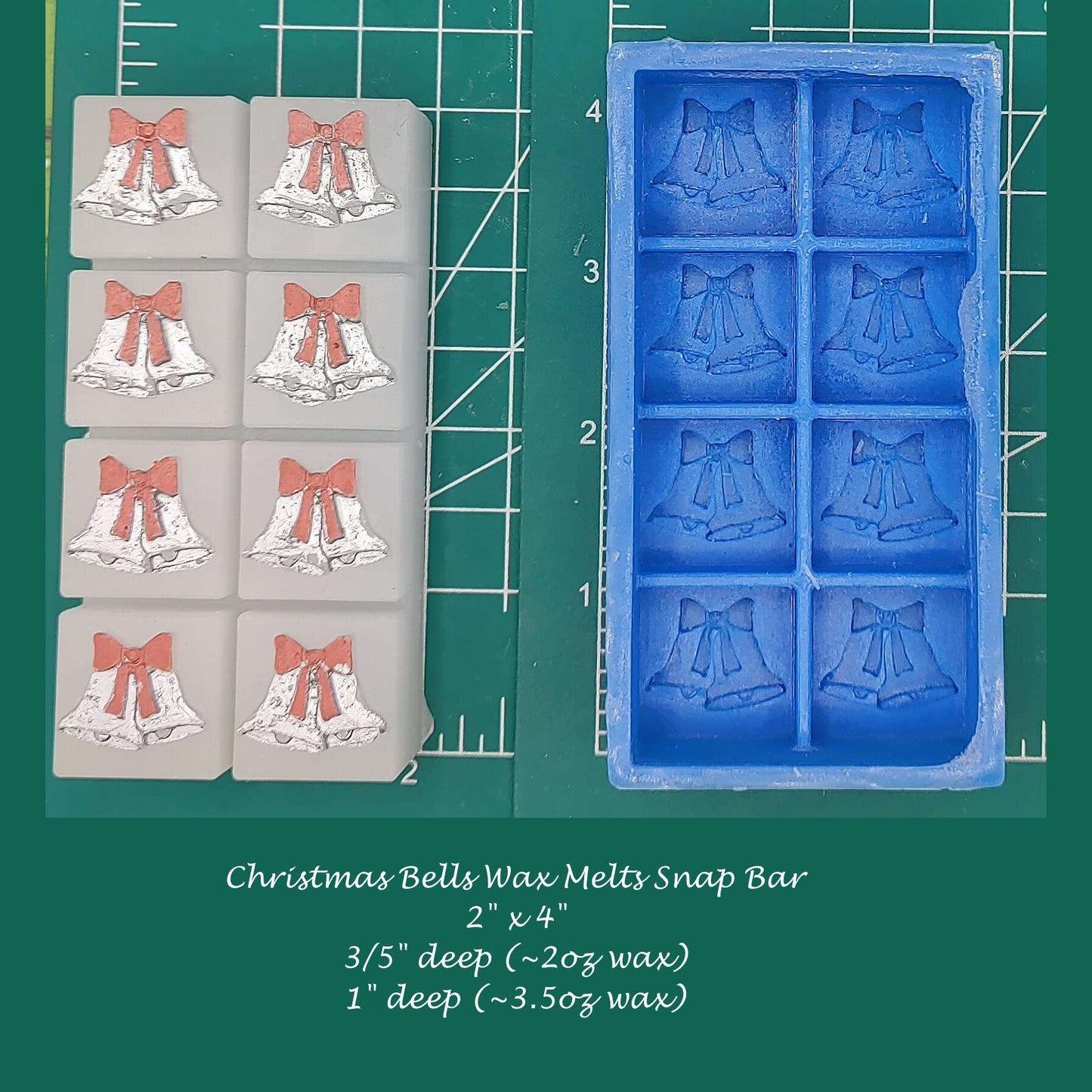 Christmas Bells Wax Melt Snap Bar Silicone Mold