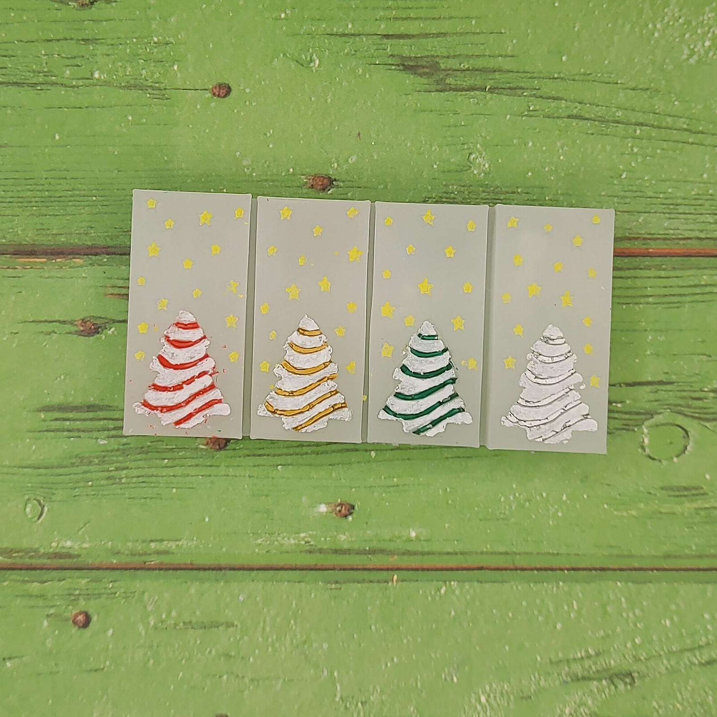 Christmas Trees and Stars Wax Melt Snap Bar Silicone Mold