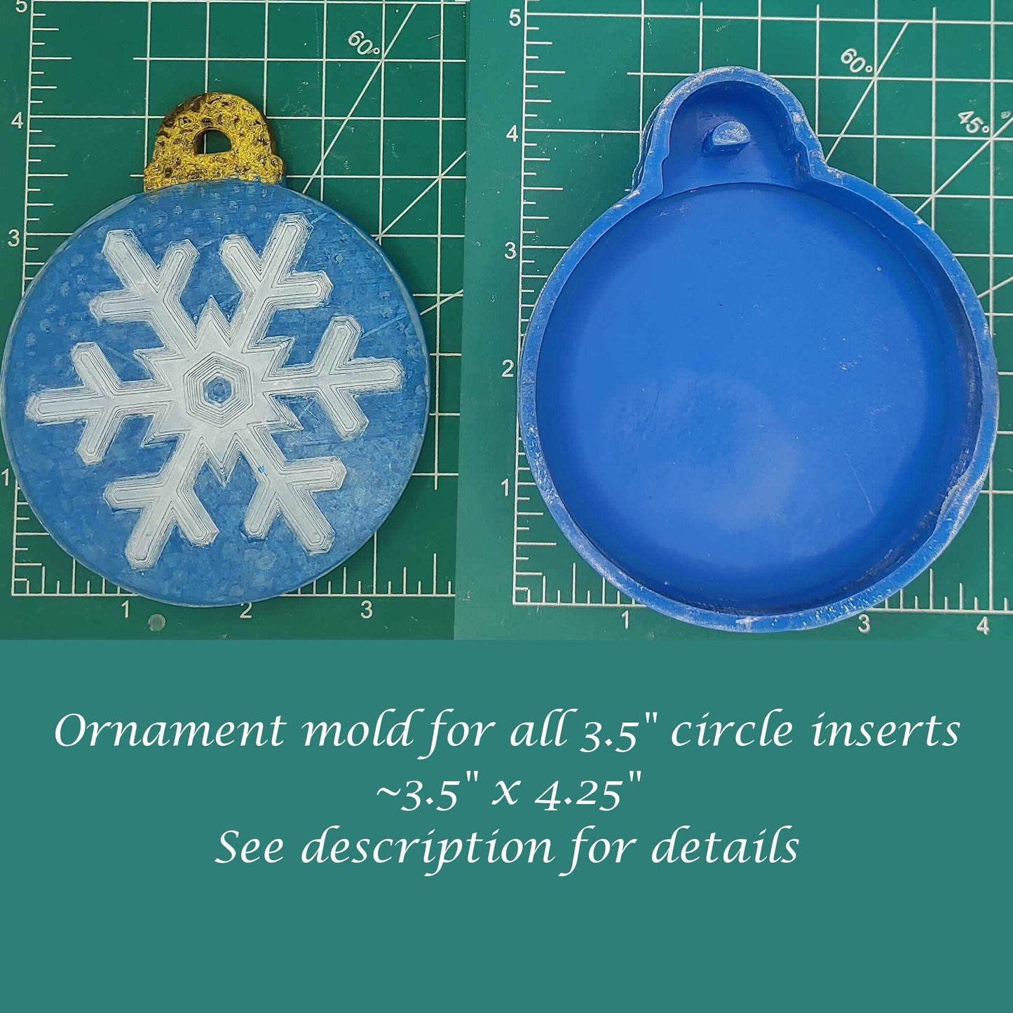 Christmas Ornament Mold - 3.5" ornament mold for all 3.5" circle inserts - Silicone Freshie Mold