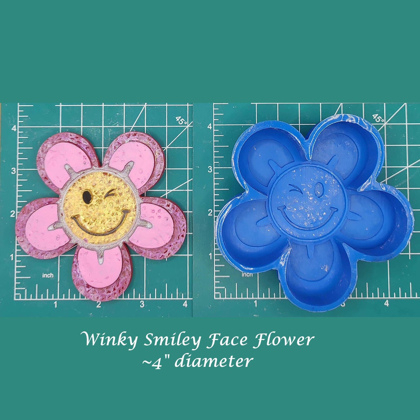 Winky Face Emoji Flower - Silicone freshie mold