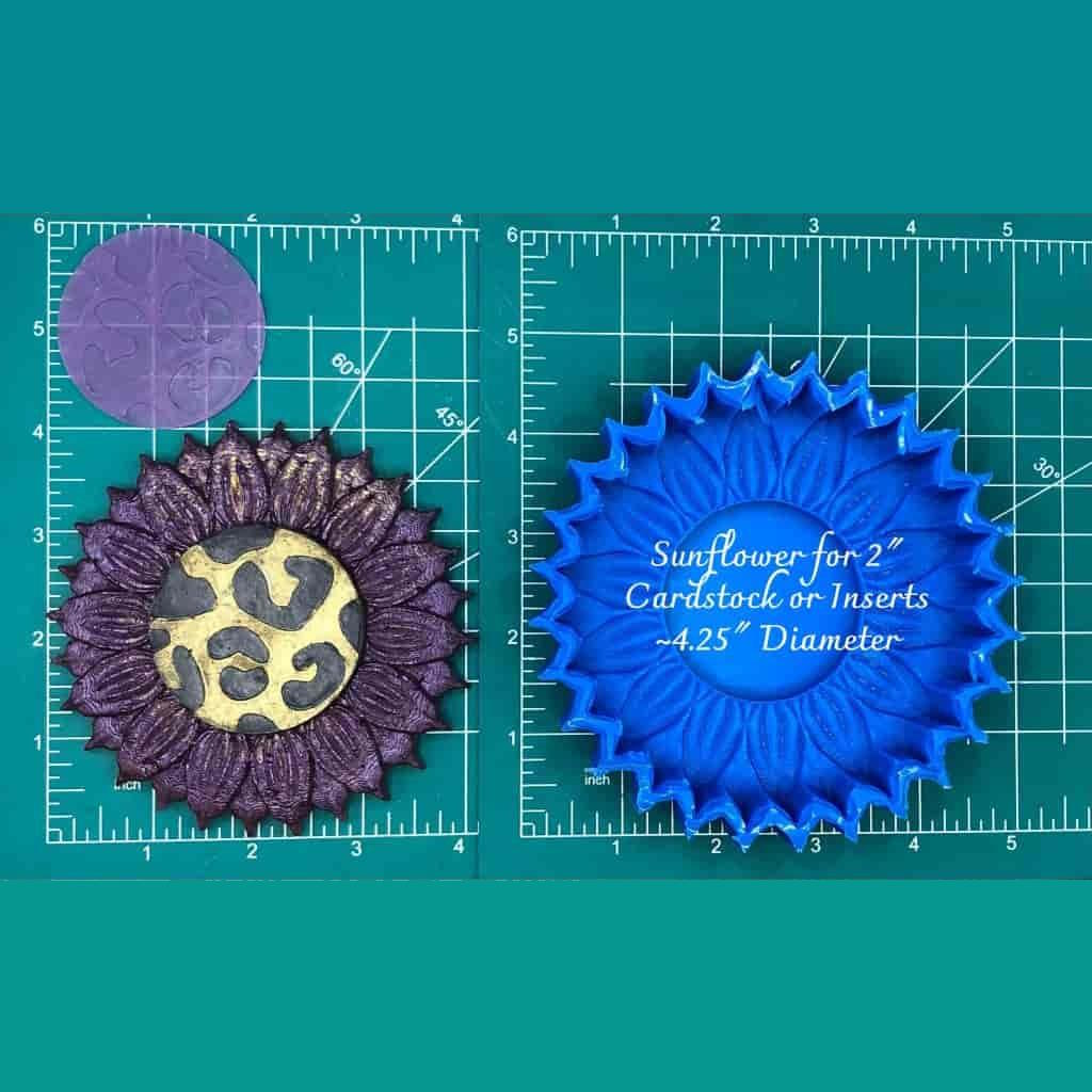 Sunflower 4.25" with 2" plain center for inserts or cardstock - Silicone Freshie Mold