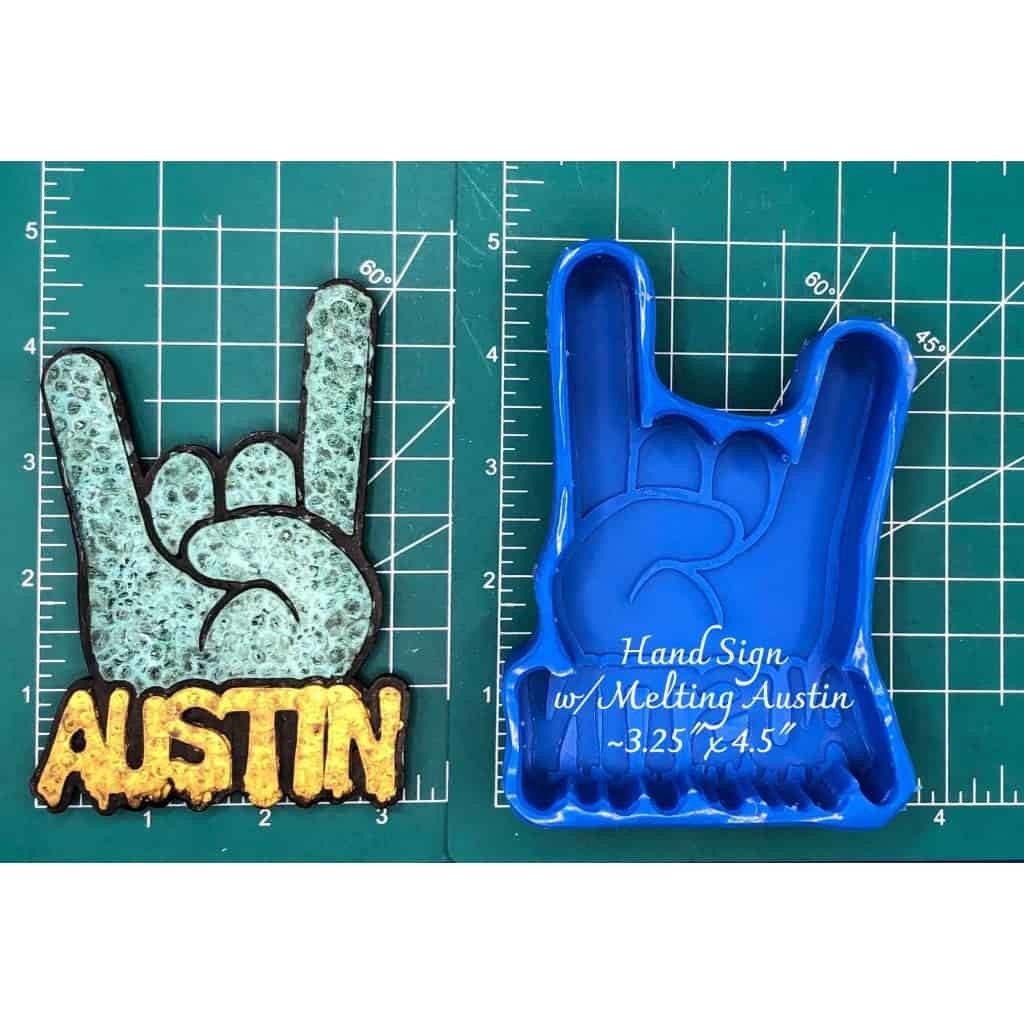 Hand sign with Melting Austin - Silicone Freshie Mold