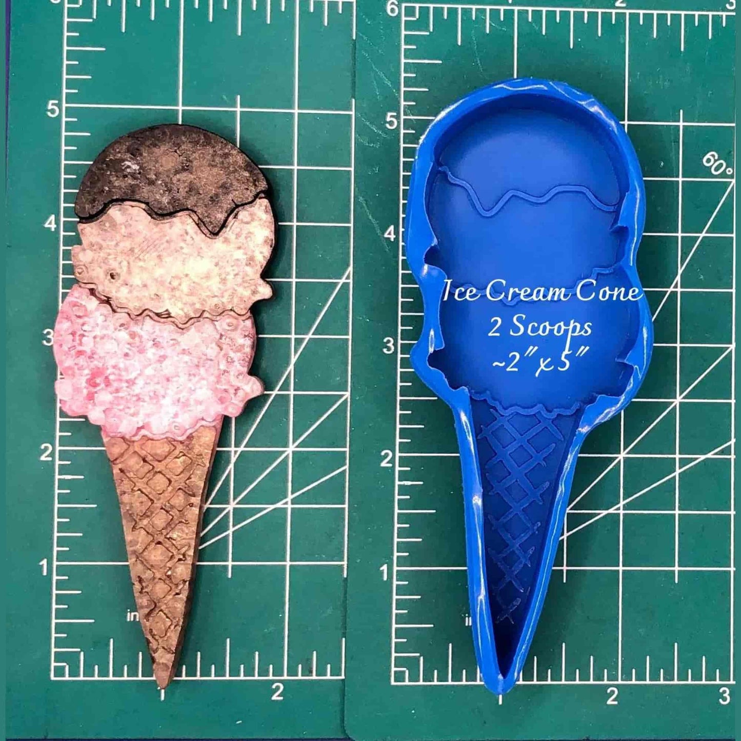 Ice Cream Cone 2 scoops - Silicone freshie mold