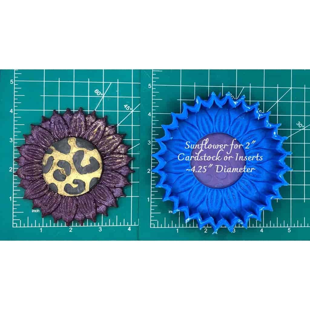 Sunflower 4.25" with 2" plain center for inserts or cardstock - Silicone Freshie Mold