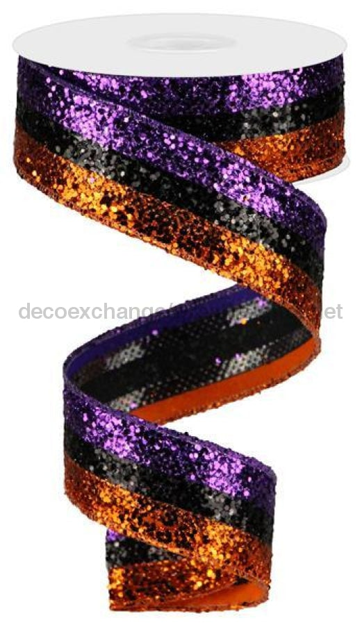 1.5"X10Yd 3-In-1 Large Glitter Orange/Black/Purple RG8981YR