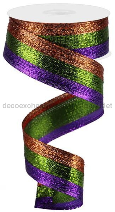 1.5"X10Yd 3-In-1 Metallic Ribbon Purple/Lime Green/Copper RG01402A1