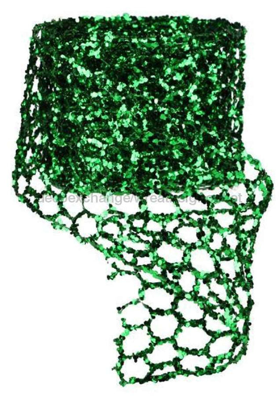 10'L X 4"W Glitter Chicken Wire Roll Emerald Green XC997306