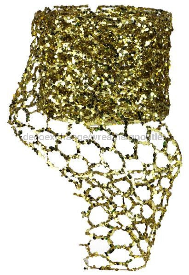 10'L X 4"W Glitter Chicken Wire Roll Gold XC997308