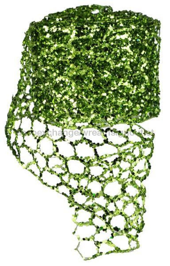 10'L X 4"W Glitter Chicken Wire Roll Lime Green XC997331