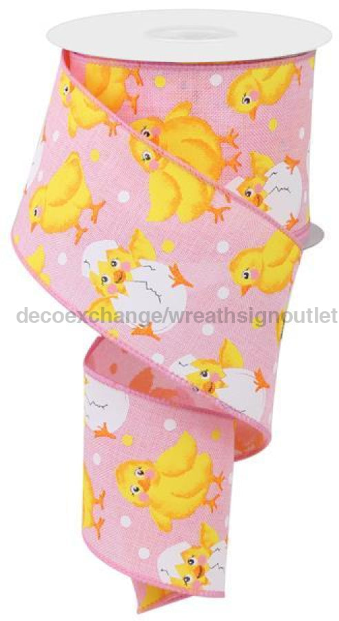 2.5"X10Yd Baby Chicks On Royal Lt Pink/Multi RGE109015