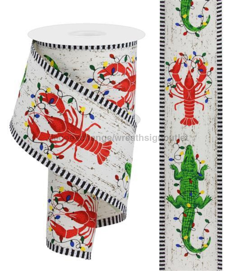 2.5"X10Yd Crawfish/Gator/Lights/Stripe Ivory/Multi RGA894230