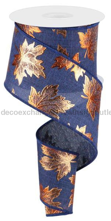 2.5"X10Yd Foil Maple Leaf On Royal Navy RGC183419