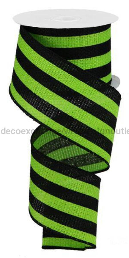 2.5"X10Yd Vertical Stripe On Cross Royal Lime Green/Black RGA1259LT