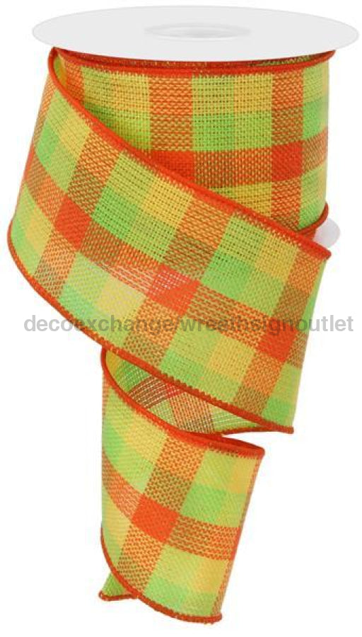 2.5"X10Yd Woven Check Lime/Orange/Yellow RGA1925X1