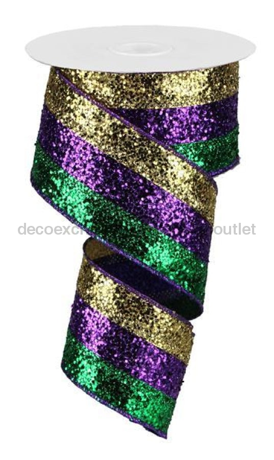 2.5"X10Yd 3-In-1 Large Glitter Mardi Gras RG8982AP