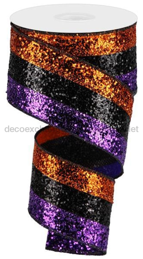 2.5"X10Yd 3-In-1 Large Glitter Orange/Black/Purple RG8982YR