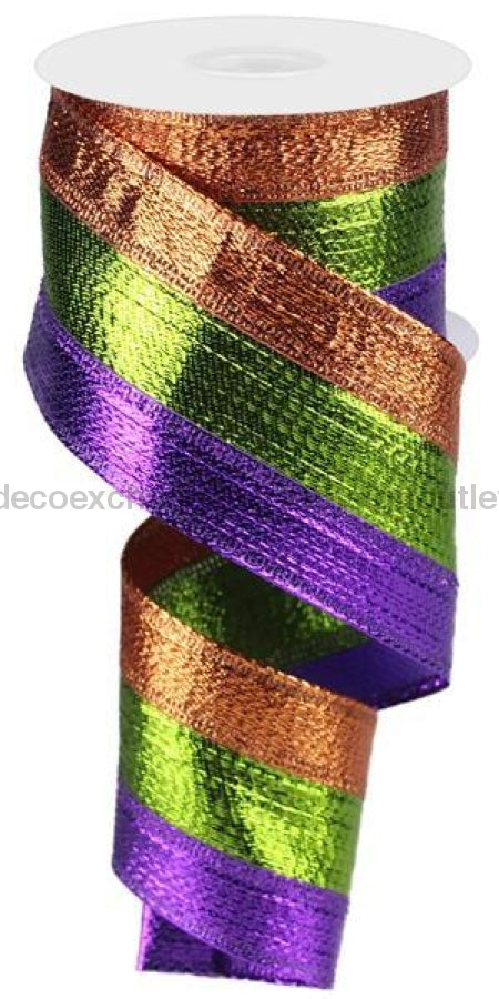 2.5"X10Yd 3-In-1 Metallic Ribbon Purple/Lime Green/Copper RG01403A1