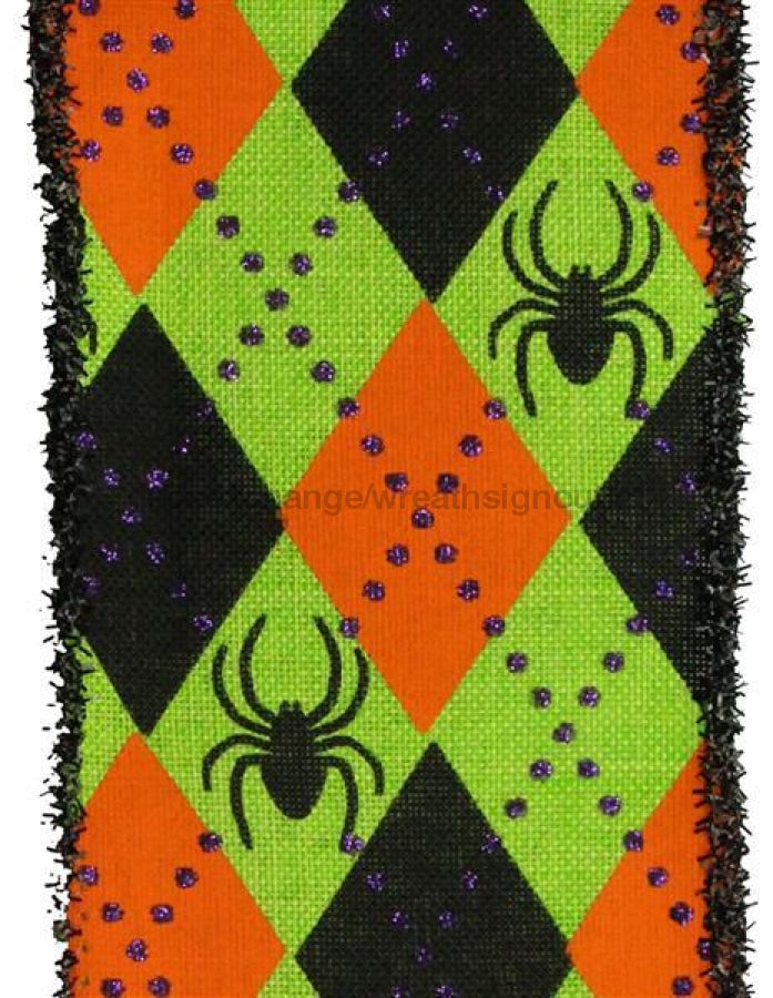 2.5"X10Yd Argyle Spiders On Royal Lime/Orange/Black/Purple RG8965E9
