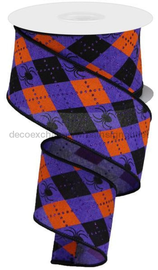 2.5"X10Yd Argyle Spiders On Royal Purple/Orange/Black RGA135023