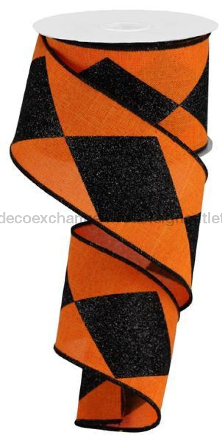 2.5"X10Yd Bold Harlequin On Royal Orange/Black RGB102020