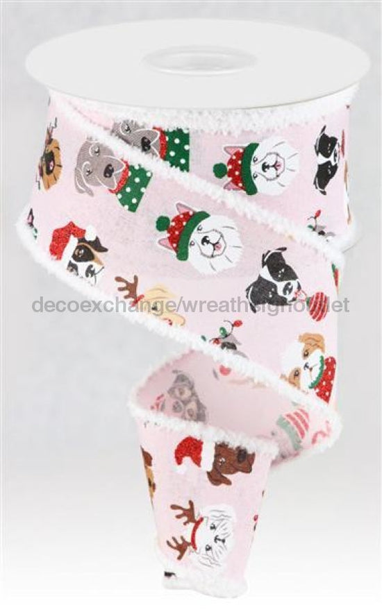 2.5"X10Yd Christmas Dogs W/Drift Pink/Red/Wht/Blk/Gld RGA832115