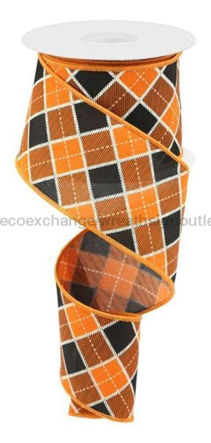 2.5"X10Yd Diagonal Check Orange/Black/White RGC197220