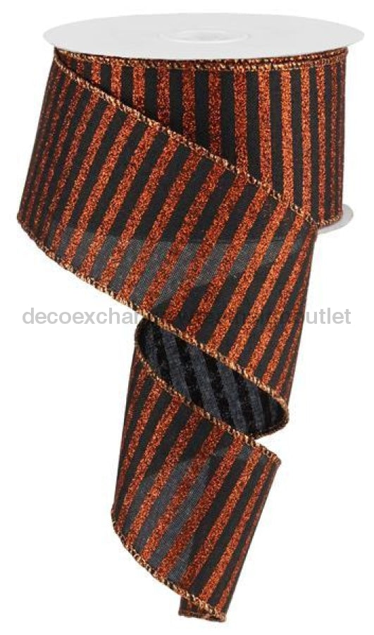 2.5"X10Yd Glitter Stripe On Royal Black/Bright Orange RG0169502