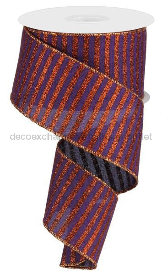 2.5"X10Yd Glitter Stripe On Royal Purple/Bright Orange RG0169523