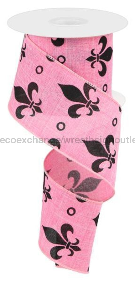 2.5"X10Yd Large Fleur De Lis Pink/Black RG0149522