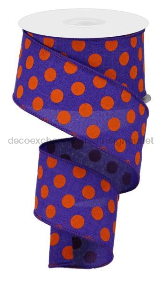 2.5"X10Yd Medium Polka Dots Purple/Orange RG01207M2