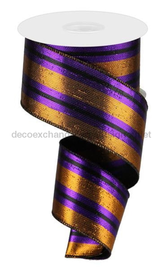 2.5"X10Yd Metallic Vertical Stripe Copper/Purple/Black RGA14297K