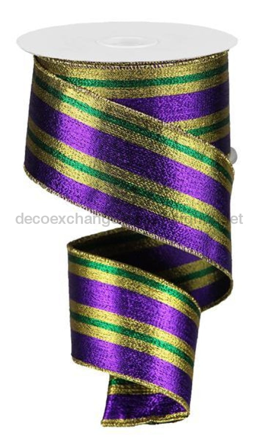 2.5"X10Yd Metallic Vertical Stripe Mardi Gras RGA1429YN