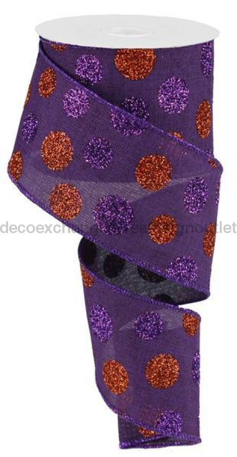 2.5"X10Yd Multi Size Glitter Dots/Royal Purple/Orange RG0170723