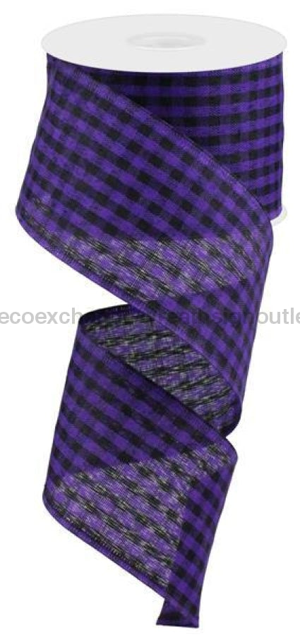2.5"X10Yd Woven Gingham Check Purple/Black RGA1212YR