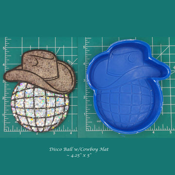 Disco Ball with cowboy hat - Silicone freshie mold