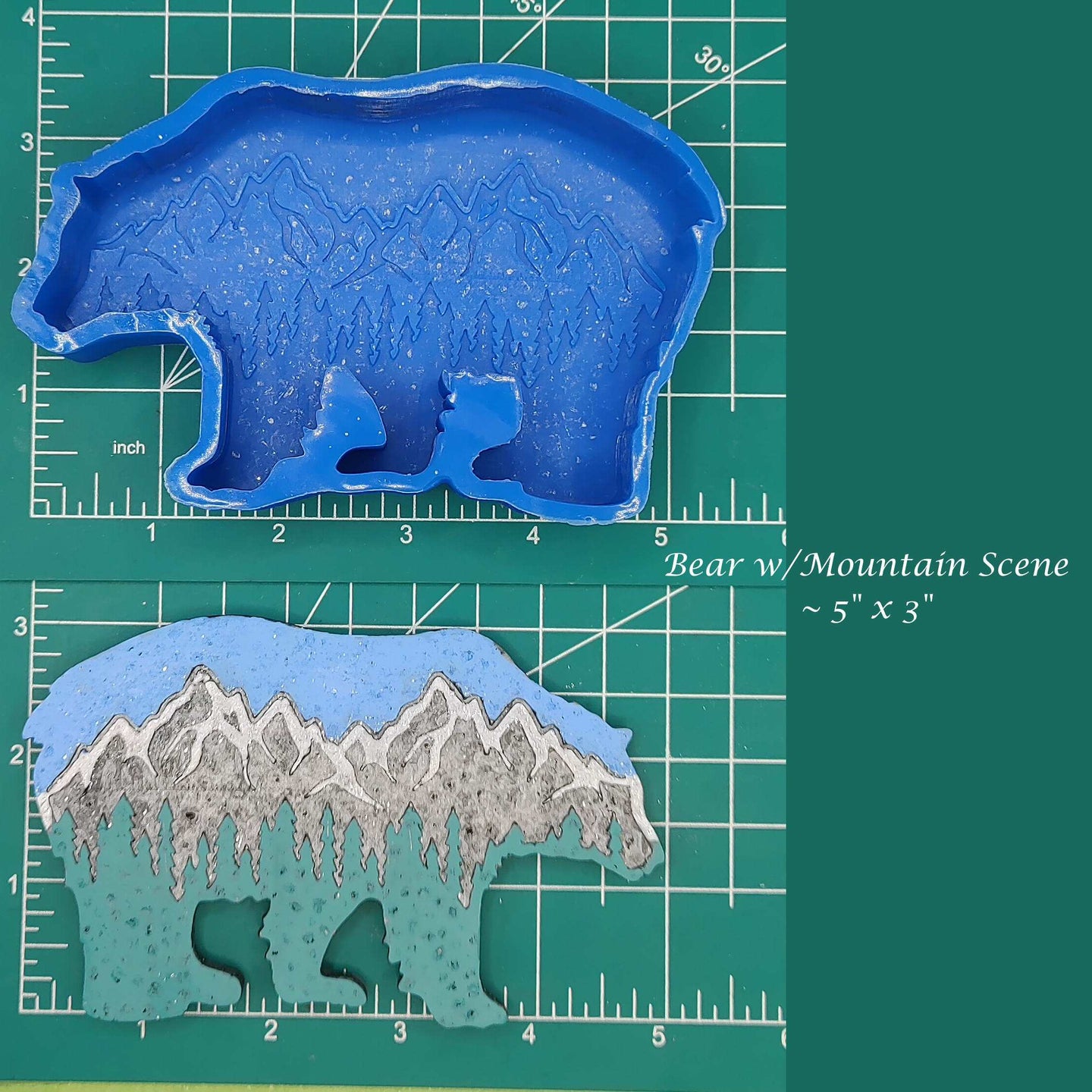 Bear with Mountain Scene - Silicone Freshie Mold