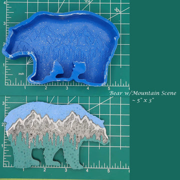 Bear with Mountain Scene - Silicone Freshie Mold
