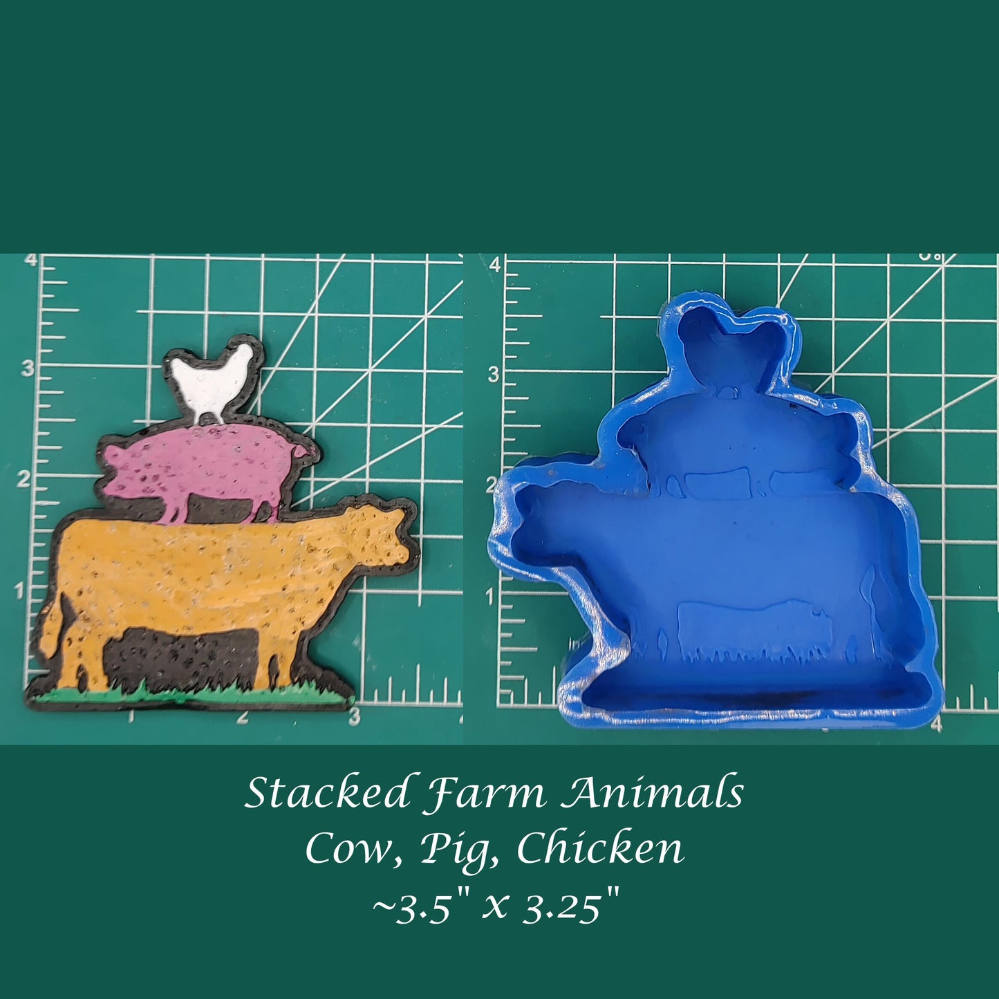 Stacked Cow, Pig, and Chicken - Silicone Freshie Mold