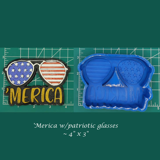 'Merica with Patriotic Sunglasses - Silicone Freshie Mold
