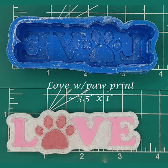 LOVE with paw print -  Silicone Freshie Mold