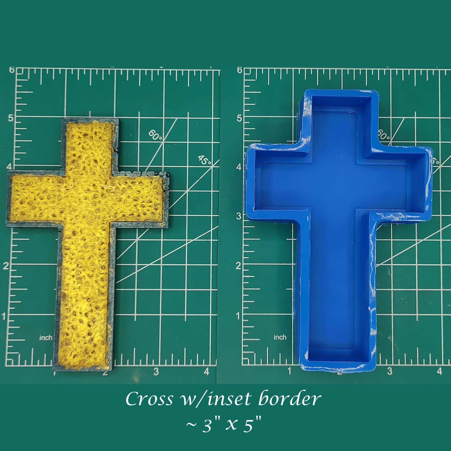 Cross with Inset Border Silicone Resin Mold or Freshie Mold