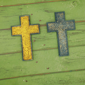 Cross with Inset Border Silicone Resin Mold or Freshie Mold