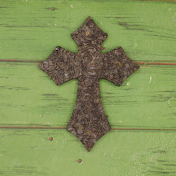 Pointy Cross with floral leather pattern - Silicone Resin mold or Freshie Mold