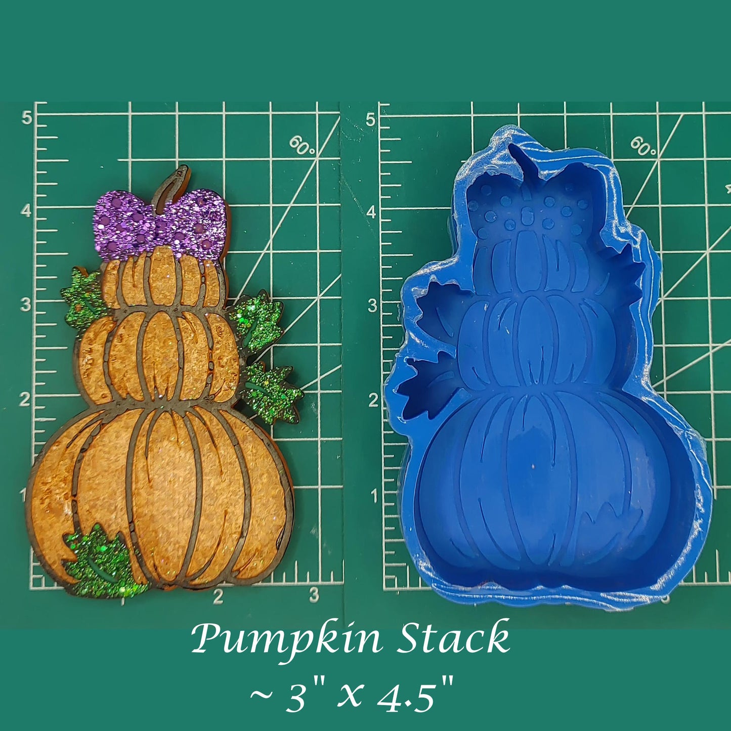 Stack of 3 pumpkins with Bow - Silicone Freshie Mold