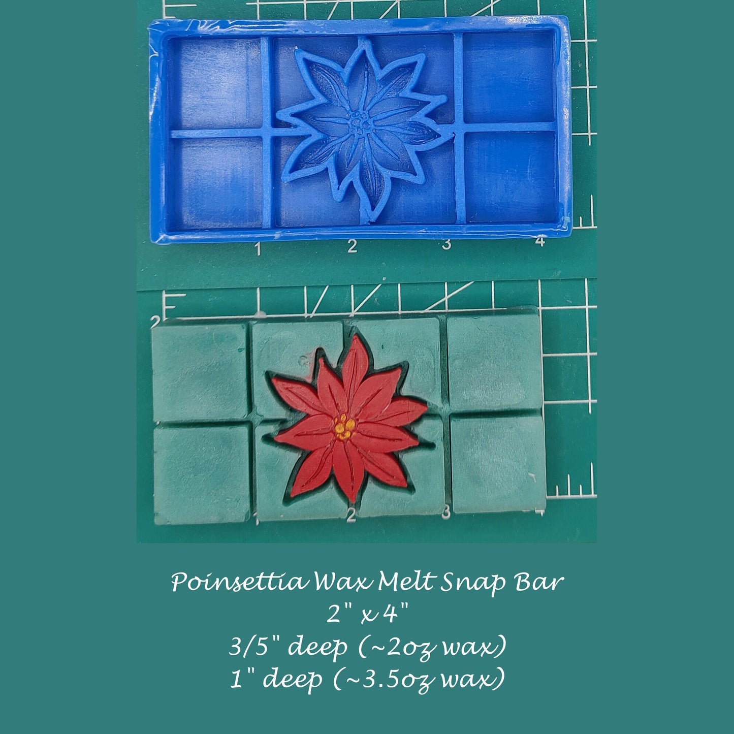 Poinsettia Wax Melt Snap Bar Silicone Mold