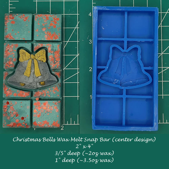 Christmas Bells Wax Melt Snap Bar Silicone Mold