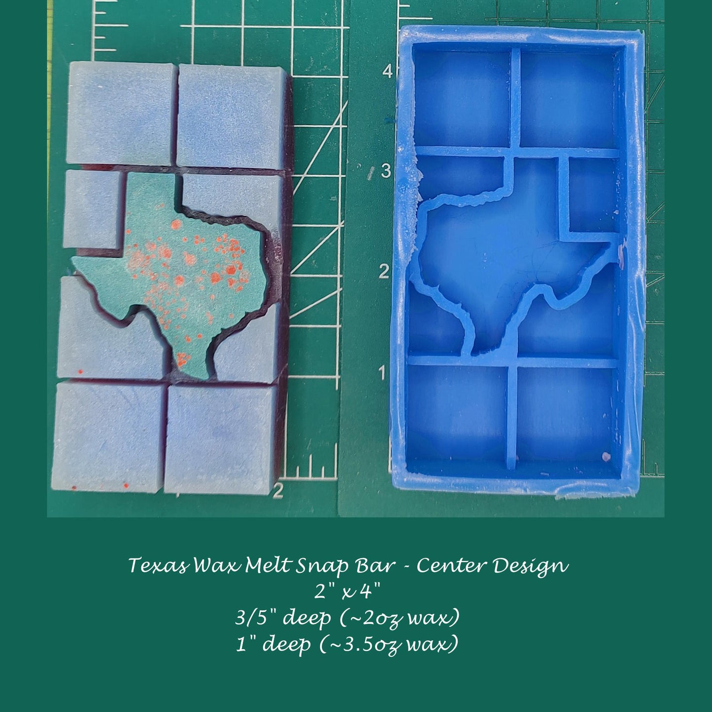 Texas Snap Out Center Wax Melt Snap Bar Silicone Mold