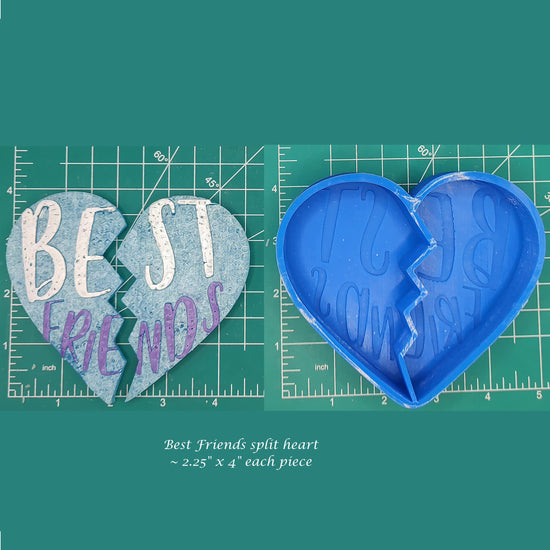 Best Friends Heart - 2 piece mold - Silicone Freshie Mold