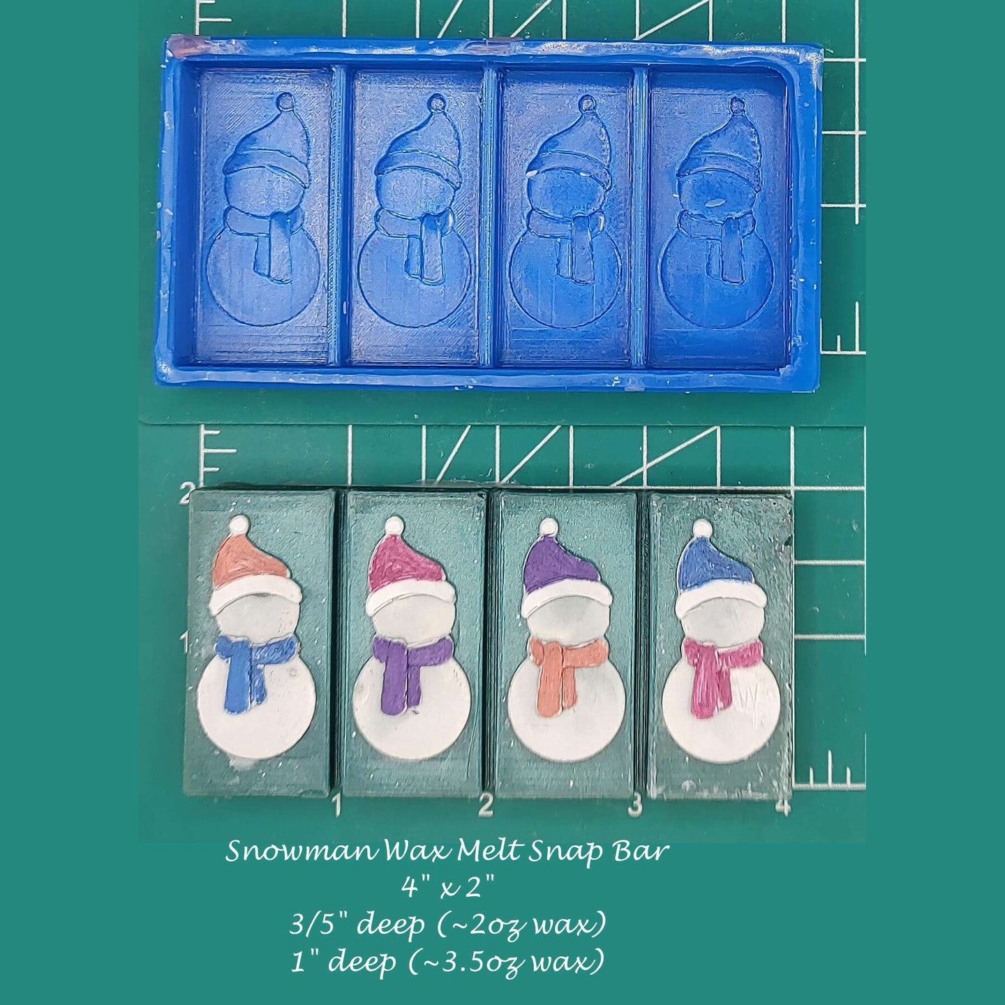 Snowman Wax Melt Snap Bar Silicone Mold